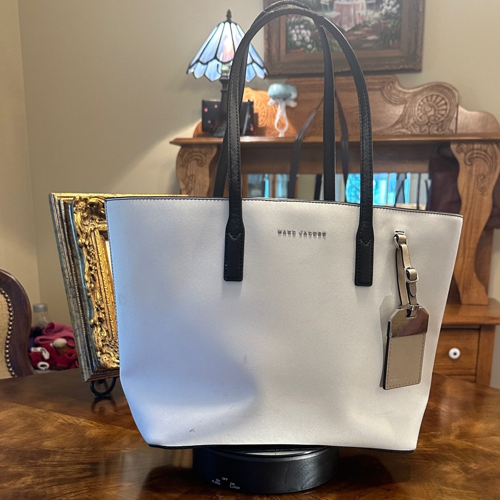 Marc Jacobs White Tote with Black Handles